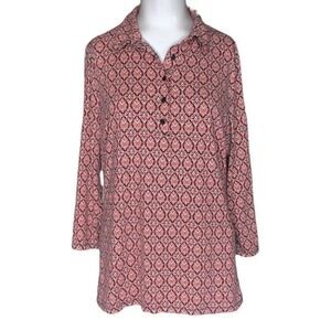 Talbots size medium patterned partial button down top